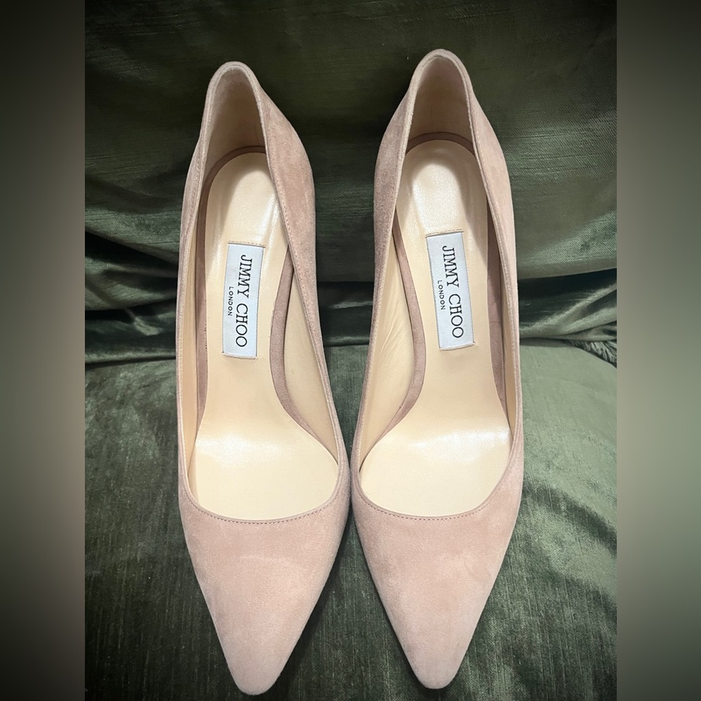 Jimmy Choo Romy 100 Suede Pointy-Toe Pump Blush/Pink